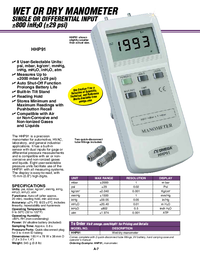 Thumbnail of document Data Sheet - HHP91 Manometer w/Both Positive & Negative Pressure Display